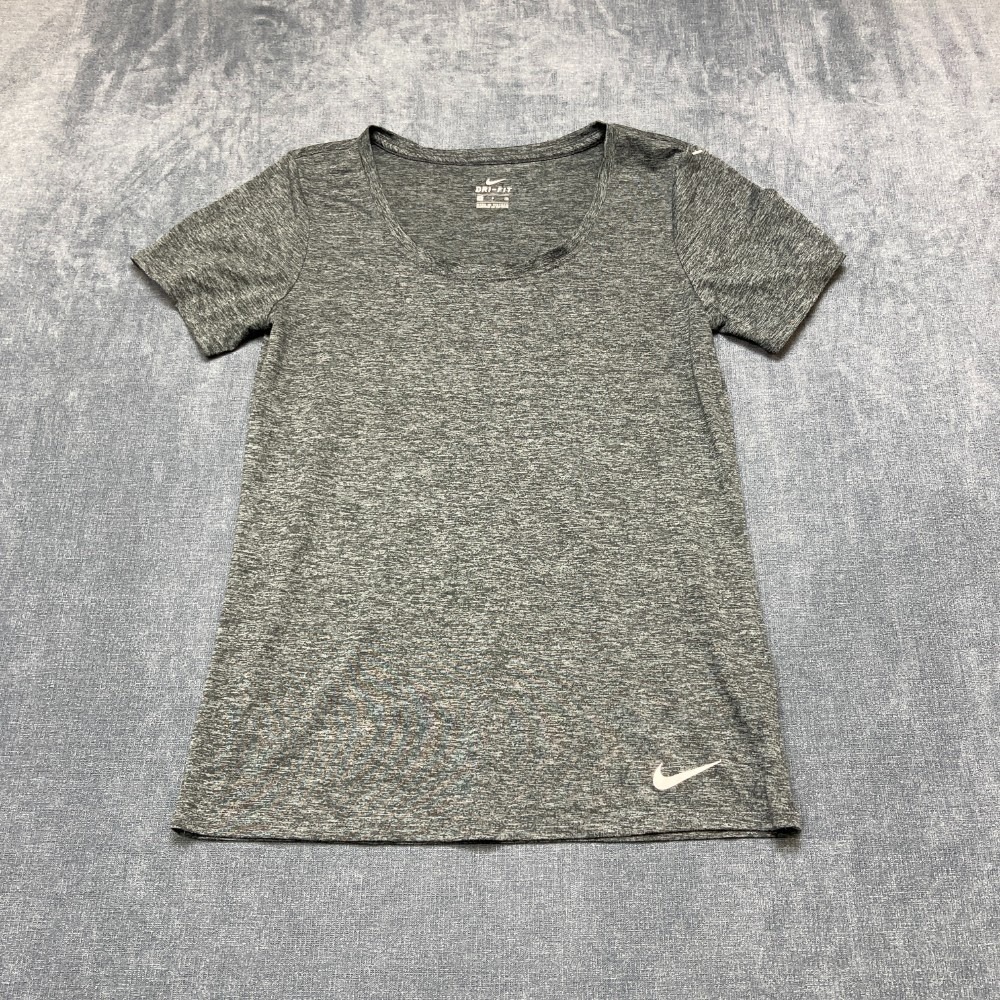 Nike Dri-Fit T-Shirt Womens Small Heather Gray Swoosh Logo Streetwear Tee Casual